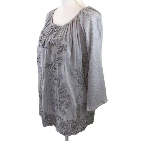 Soft Surroundings Gray Top Soutache Cording Size XS - Picture 6 of 9